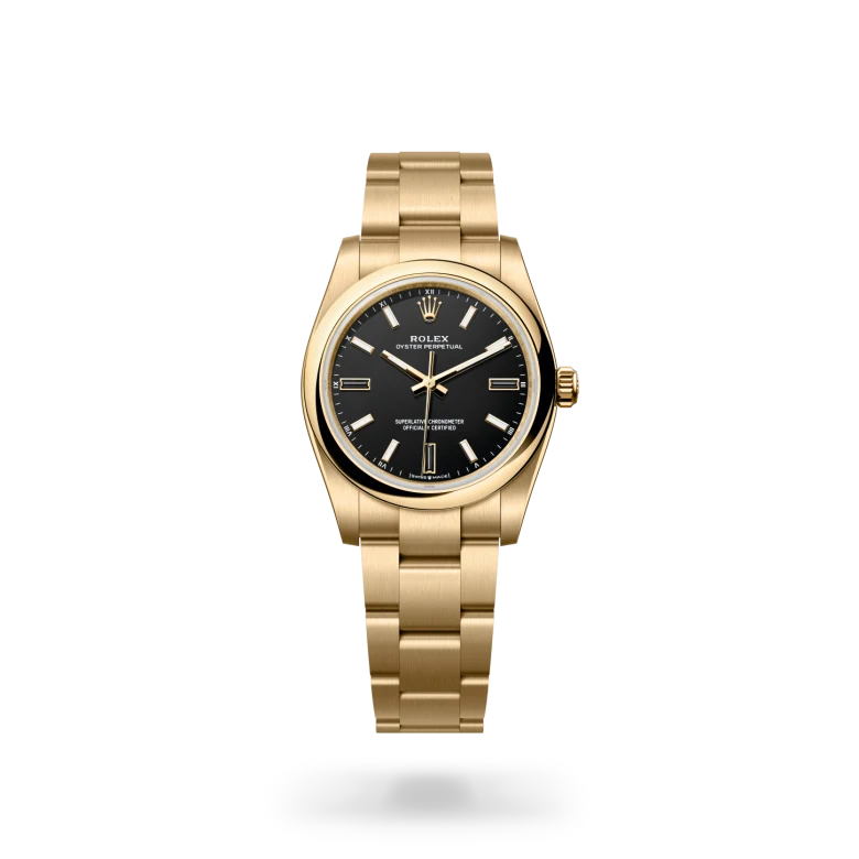 ゴールド Rolex Oyster Perpetual 34 18 kt yellow gold, M124208-0001